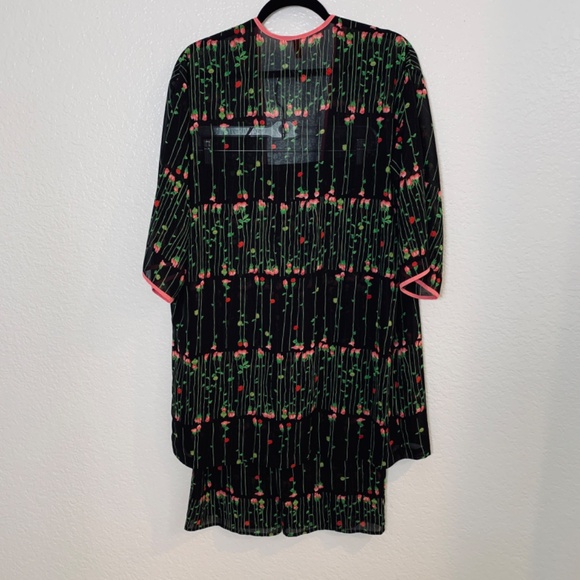 Josie Natori Two Piece Set Sheer Robe & Pant Small Floral Vintage Fairy Whimsy - Picture 6 of 12